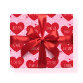 Cute Love Heart Custom Text Modern Valentine's Day Cadeaupapier