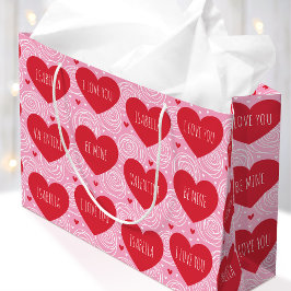 Cute Love Heart Custom Text Modern Valentine's Day Groot Cadeauzakje