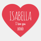 Cute Love Heart Custom Text Name Modern Valentine Hart Sticker (Voorkant)