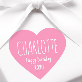 Cute Love Heart Custom Text Name Pink Birthday Hart Sticker