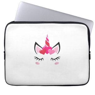 Cute Love Heart Eenhoorn Valentijnsdag Top T-shirt Laptop Sleeve