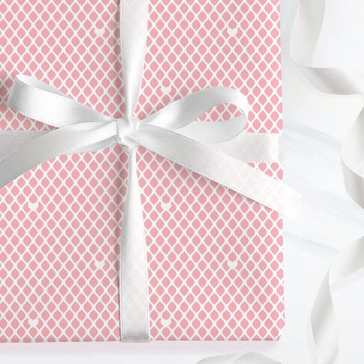 Cute Love Heart Lattice Mesh Pretty Pink Birthday Cadeaupapier