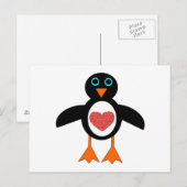 Cute Love Heart Penguin Briefkaart (Voorkant / Achterkant)