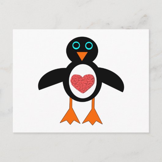 Cute Love Heart Penguin Briefkaart (Voorkant)