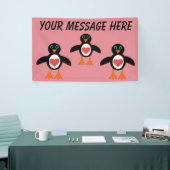 Cute Love Heart Penguin Custom Banner (Beurs)