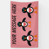 Cute Love Heart Penguin Custom Banner (Verticaal)