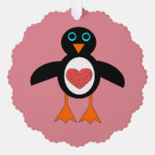 Cute Love Heart Penguin Custom Ornament Kaart (Voorkant)