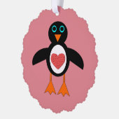 Cute Love Heart Penguin Custom Ornament Kaart (Links)