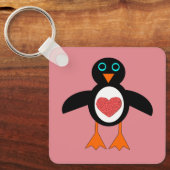 Cute Love Heart Penguin Custom Sleutelhanger (Voorkant)