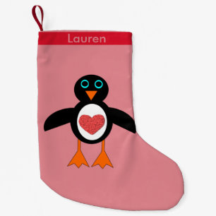 Cute Love Heart Penguin Custom Stocking Kleine Kerstsok