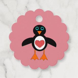 Cute Love Heart Penguin Custom Wedding Bedankjes Labels