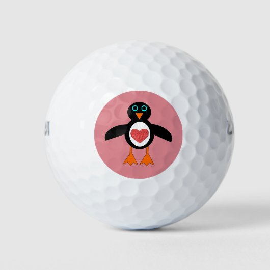 Cute Love Heart Penguin Golf Ball Golfballen (Voorkant)