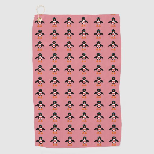Cute Love Heart Penguin Golfhanddoek (Voorkant)