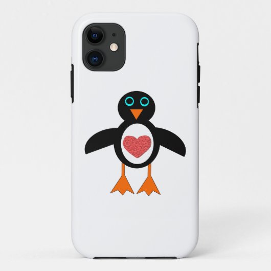 Cute Love Heart Penguin iPhone Case (Achterkant)