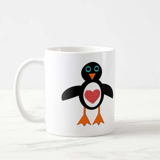 Cute Love Heart Penguin Mok (Links)