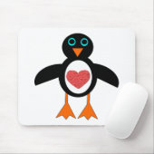Cute Love Heart Penguin Mousepad Muismat (Met muis)