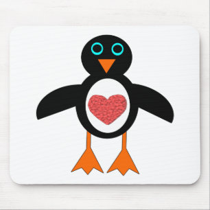 Cute Love Heart Penguin Mousepad Muismat