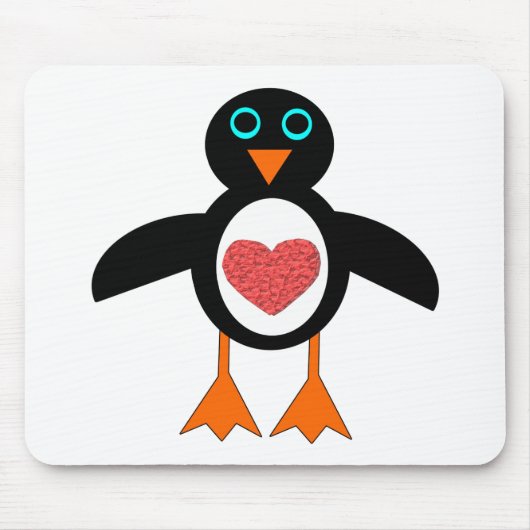 Cute Love Heart Penguin Mousepad Muismat (Voorkant)