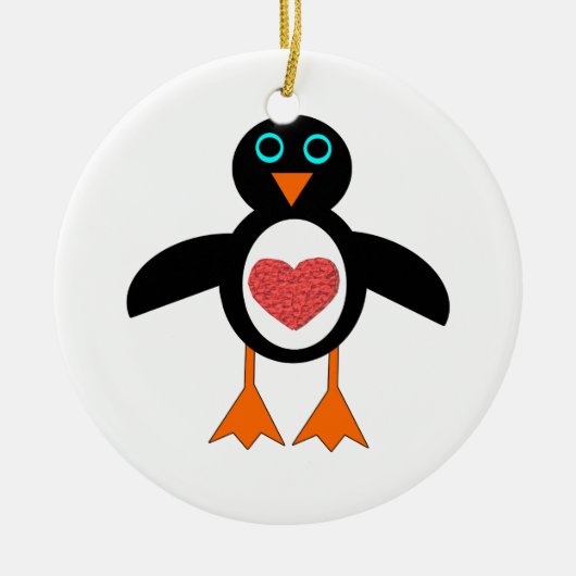 Cute Love Heart Penguin Ornament (Voorkant)