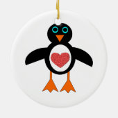 Cute Love Heart Penguin Ornament (Achterkant)