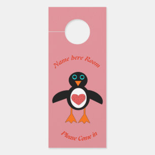 Cute Love Heart Penguin Personalized Deurhanger