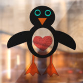 Cute Love Heart Penguin Raamsticker (Vel 2)