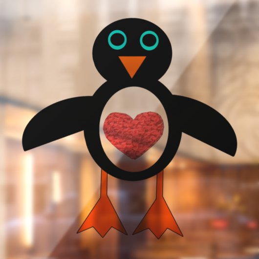 Cute Love Heart Penguin Raamsticker (Vel 2)