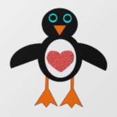 Cute Love Heart Penguin Raamsticker (Vel)