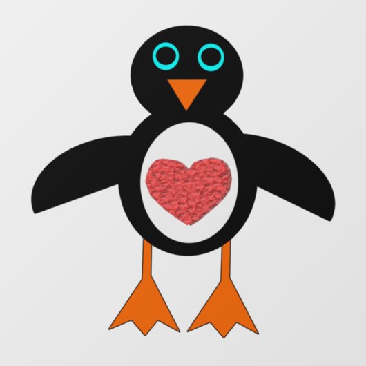 Cute Love Heart Penguin Raamsticker (Vel)