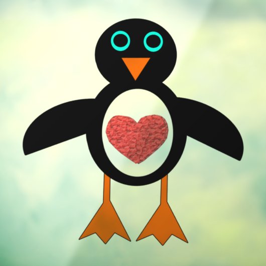 Cute Love Heart Penguin Raamsticker (Vel 3)