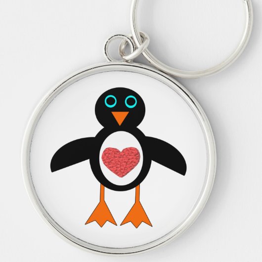 Cute Love Heart Penguin Sleutelhanger (Voorkant)