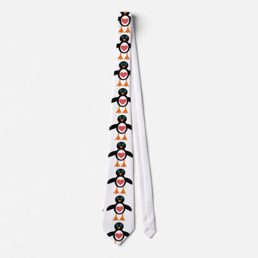 Cute LOve Heart Penguin Stropdas (Voorkant)