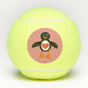 Cute Love Heart Penguin Tennisballen