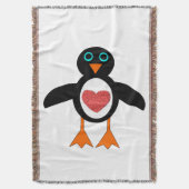 Cute Love Heart Penguin Throw Blanket Deken (Voorkant Verticaal)