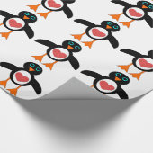 Cute Love Heart Penguin Wrapping Paper Cadeaupapier (Hoek)
