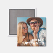 Cute Love Heart Photo Couples Personalized Names Magneet (Voorkant / Achterkant)