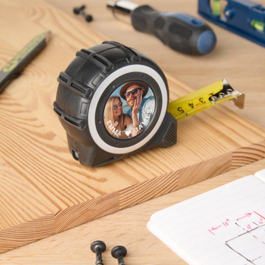 Cute Love Heart Photo Couples Personalized Names Rolmaat (Houtwerk)