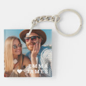 Cute Love Heart Photo Couples Personalized Names Sleutelhanger (Achterkant)