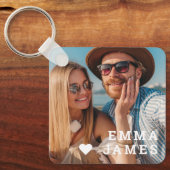 Cute Love Heart Photo Couples Personalized Names Sleutelhanger (Voorkant)
