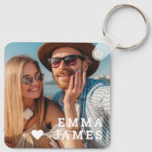 Cute Love Heart Photo Couples Personalized Names Sleutelhanger (Achterkant)