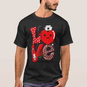 Cute Love Heart Stethoscoop ICU Nurse Life Valenti T-shirt