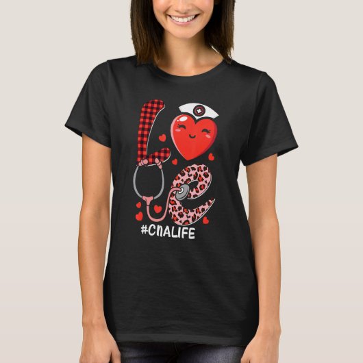 Cute Love Heart Stethoscope CNA Nurse Life Valenti T-shirt (Voorkant)
