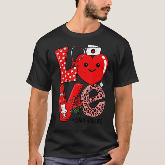 Cute Love Heart Stethoscope CNA Nurse Life Valenti T-shirt (Voorkant)