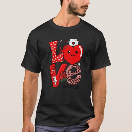 Cute Love Heart Stethoscope CNA Nurse Life Valenti T-shirt (Voorkant)