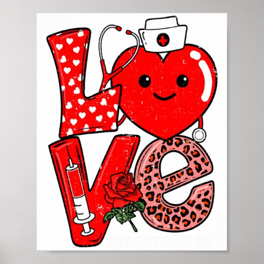 Cute Love Heart Stethoscope Phlebotomist Life Vale Poster (Voorkant)