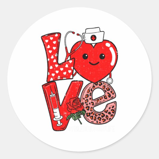 Cute Love Heart Stethoscope Phlebotomist Life Vale Ronde Sticker (Voorkant)