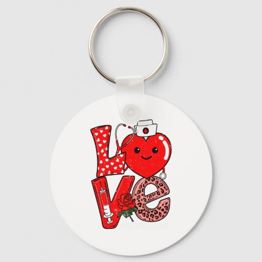 Cute Love Heart Stethoscope Phlebotomist Life Vale Sleutelhanger (Voorkant)