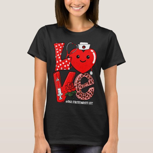 Cute Love Heart Stethoscope Phlebotomist Life Vale T-shirt (Voorkant)