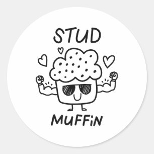 Cute Love Heart Stud Muffin Valentijnsdag Top Ronde Sticker