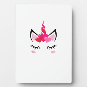 Cute Love Heart Unicorn Valentijnsdag Top T-Shirt Fotoplaat